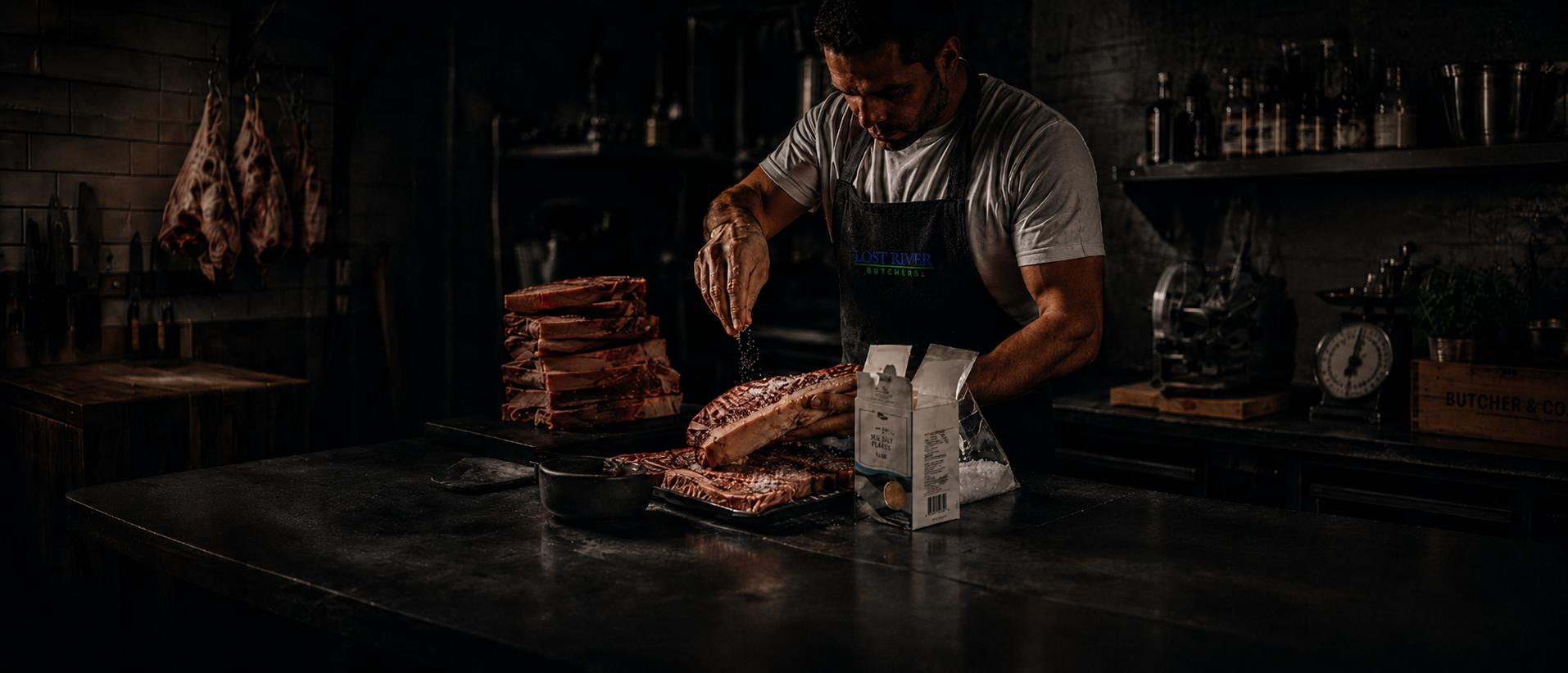Lost River Butchers butcher preparing premium meat